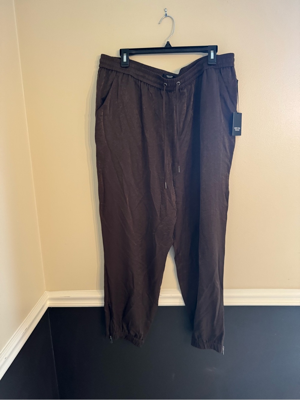 Women’s satin Brown Drawstring Casual Pants